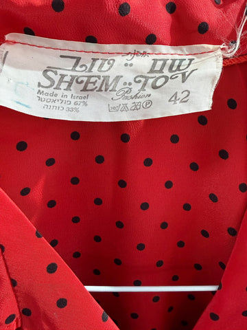 חולצת וינטיג מנוקדת באדום- L-XL
