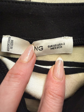 שמלת פסים MANGO בשחור ולבן-XS- S