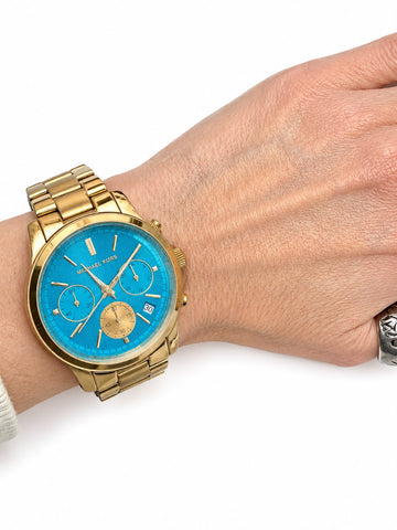 שעון מעוצב MICHAEL KORS בגוון זהב וטורקיז -OS