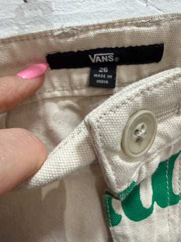 מכנסי VANS ג׳ינס קצר בלבן-S