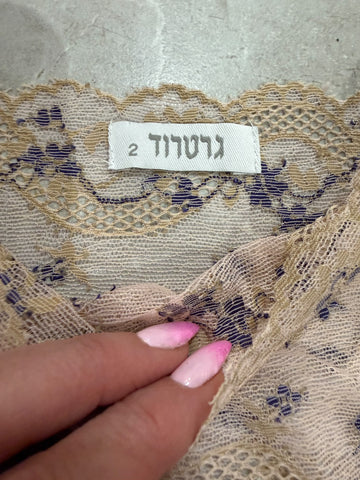 חולצת תחרה בגווני ורוד-S-M