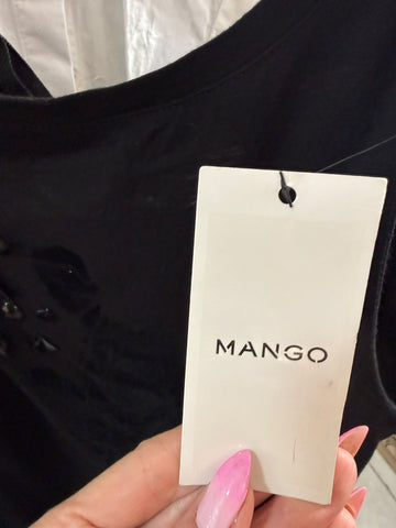 חולצת גופיה MANGO מעוצבת בשחור- XS-S