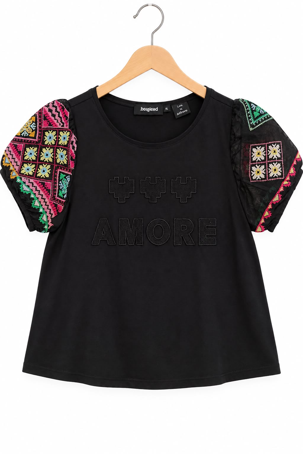 חולצה מעוצבת DESIGUAL בשחור- L-XL