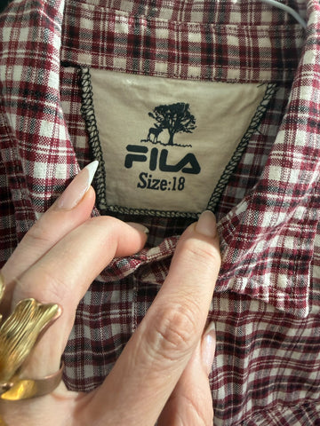 חולצה מכופתרת FILA משבצות בבורדו וניוד- XS-M