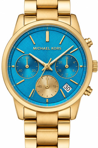 שעון מעוצב MICHAEL KORS בגוון זהב וטורקיז -OS