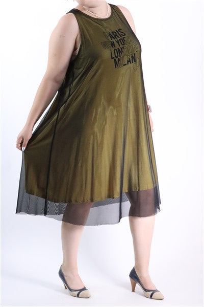 שמלה נשפכת בצהוב ושיפון- XXL-XL