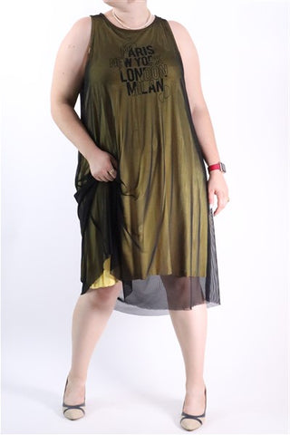 שמלה נשפכת בצהוב ושיפון- XXL-XL