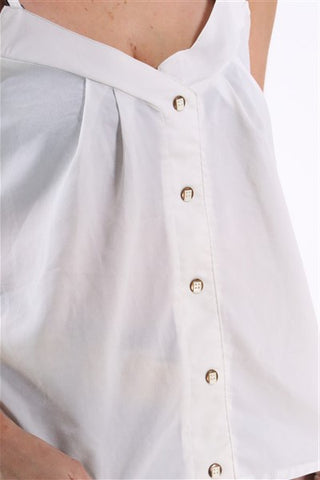 חולצת גופייה מכופתרת בלבן-M-L