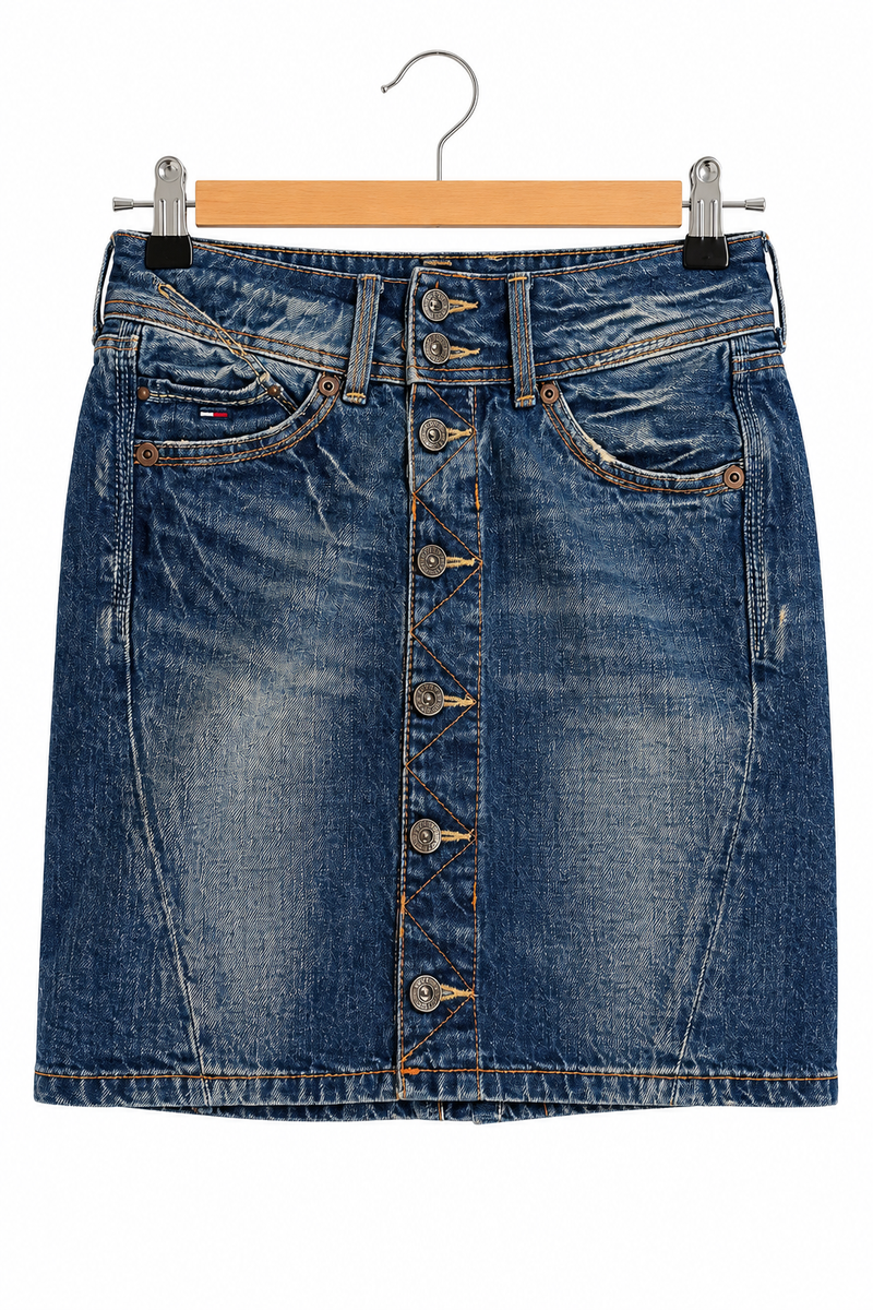 חצאית וינטיג TOMMY HILFIGER גינס בכחול- XS-S