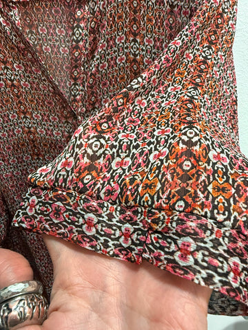 חולצה אתנית נשפכת ופרחונית- XL-XXL