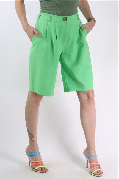 מכנסי ברמודה ירוק נאון- S