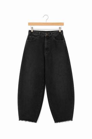מכנסי ג'ינס ZARA בלון בשחור - XS-S