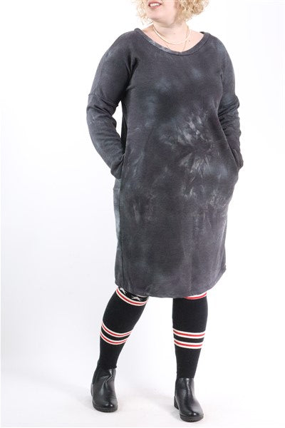 שמלת טריקו שחור אפור מבריק- XL-XXL, תמונה 1