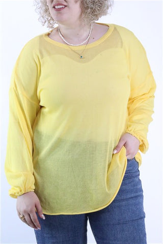 חולצת סריג אוברסייז בצהוב- XL