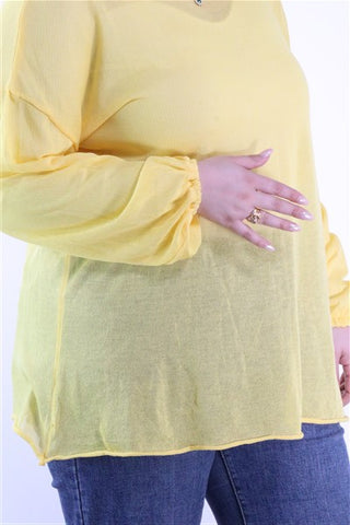 חולצת סריג אוברסייז בצהוב- XL