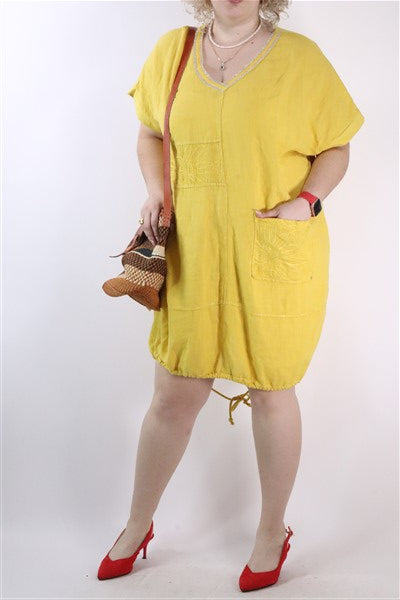 שמלת טוניקה בצהוב- XXL-XL, תמונה 1