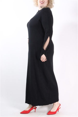 שמלת סריג ארוכה בשחור- XL