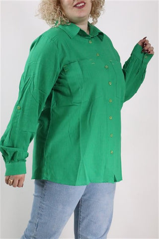 חולצה ירוקה מכופתרת וחדשה- XL