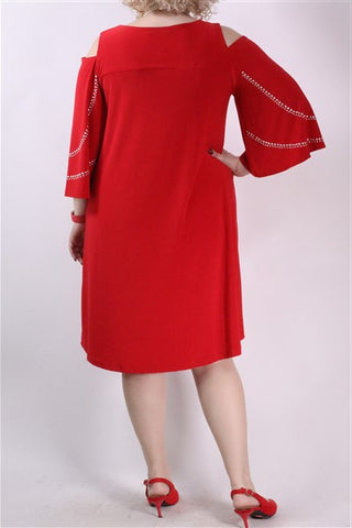 שמלה מעוצבת באדום- L