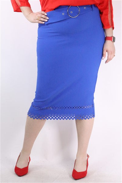 חצאית מעוצבת בכחול רויאל- L
