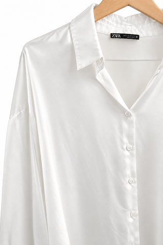 חולצת סטן אוברסייז ZARA בלבן- M-L