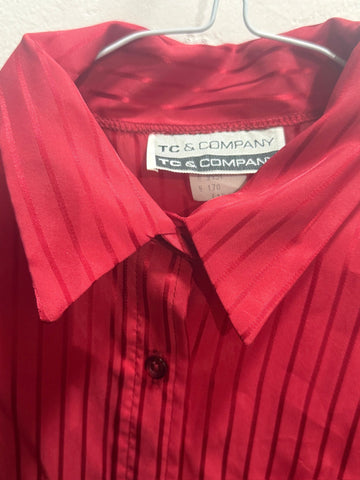 חולצת וינטיג מבריקה בפסים באדום - L-XXL