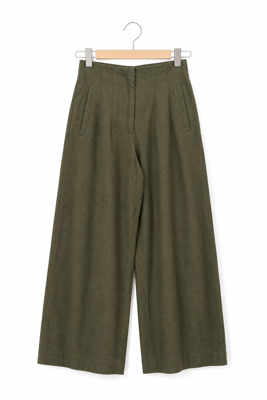 מכנסי פשתן בירוק בקבוק ZARA בירוק- XS