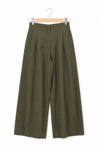 מכנסי פשתן בירוק בקבוק ZARA בירוק- XS