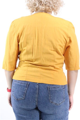 חולצת גקט וינטיג בצהוב חרדל-M-L