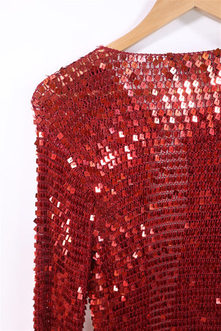 עליונית וינטיג פייטים מנצנצת באדום- XS-M