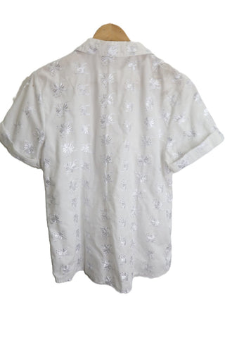 חולצת וינטיג רקומה בלבן - L-XL
