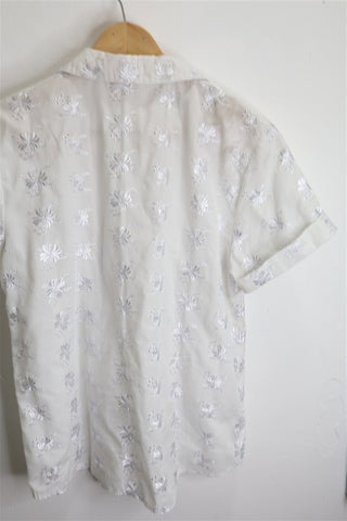 חולצת וינטיג רקומה בלבן - L-XL