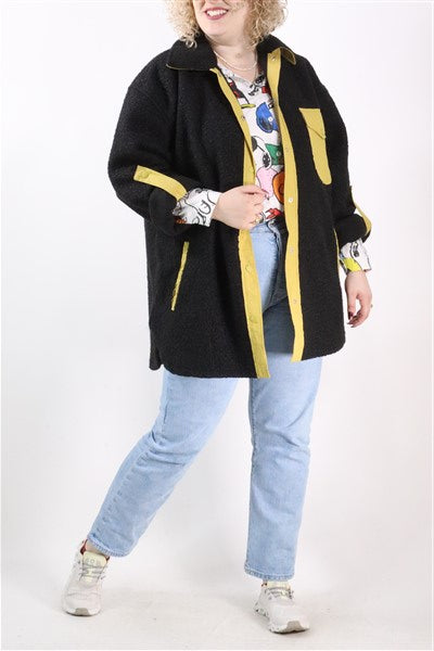 גקט שחור וחרדל חדש בסטייל אוברסייז- XL-XXL, תמונה 2