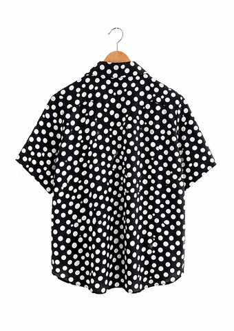 חולצת וינטיג מנוקדת בשחור - L-XL