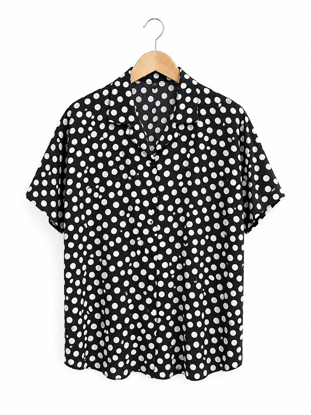 חולצת וינטיג מנוקדת בשחור - L-XL
