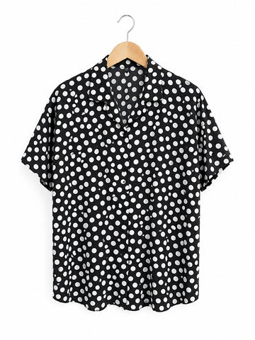 חולצת וינטיג מנוקדת בשחור - L-XL