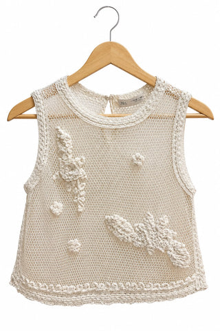 חולצת רשת ZARA  בשמנת-XS-S