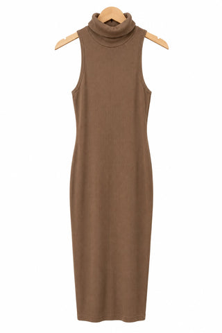 שמלת ריב סטרצית ZARA בחום- XS-S