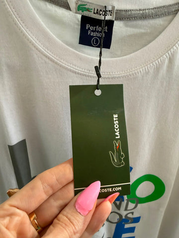 חולצת טי שרט חדשה LACOSTE  בלבן- L