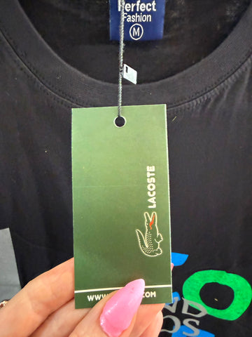 חולצת טי שרט חדשה LACOSTE  בשחור - M-L