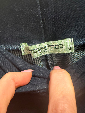 מכנסי בד מתרחבים בכחול שחור- M-L