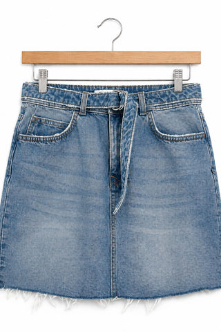 חצאית גינס ZARA עם חגורה בכחול- S-M
