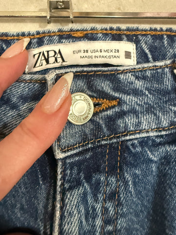 גינס ZARA  מאם בכחול- S