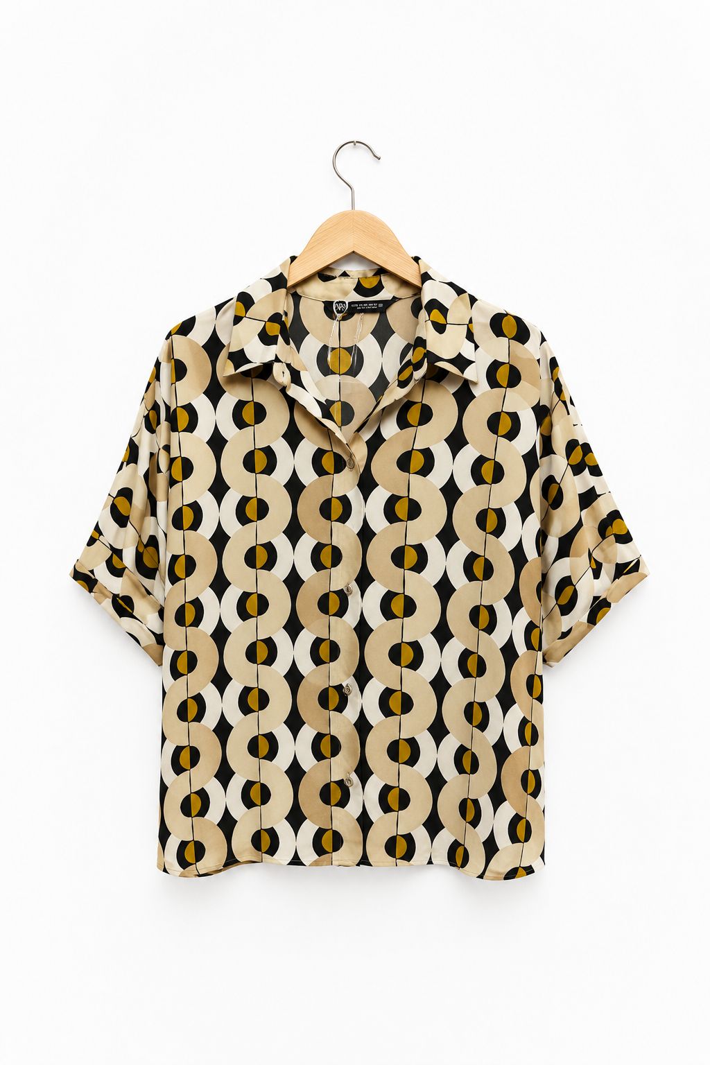חולצה מכופתרת ZARA  גאומטרית סטן - L-XL