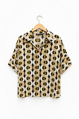 חולצה מכופתרת ZARA  גאומטרית סטן - L-XL