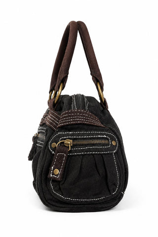 תיק וינטיג בד בחום שוקולד - OS