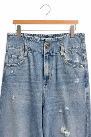 מכנסי ג'ינס רחבים ZARA בגזרה גבוהה - XS-S