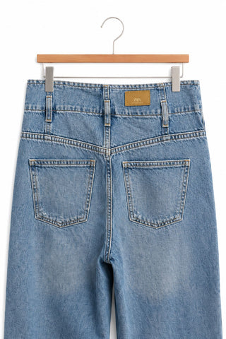מכנסי ג'ינס רחבים ZARA בגזרה גבוהה - XS-S