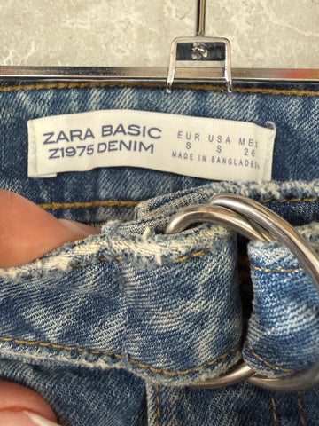 חצאית גינס ZARA עם חגורה בכחול- S-M
