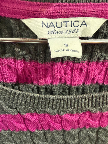 שמלת מיני NAUTICA  פסים באפור וורוד- S-M